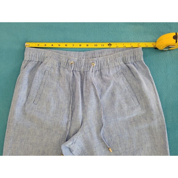 Lilly Pulitzer Taron Mid Rise Linen Pants Womens L Blue Drawstring Beach - Picture 5 of 11